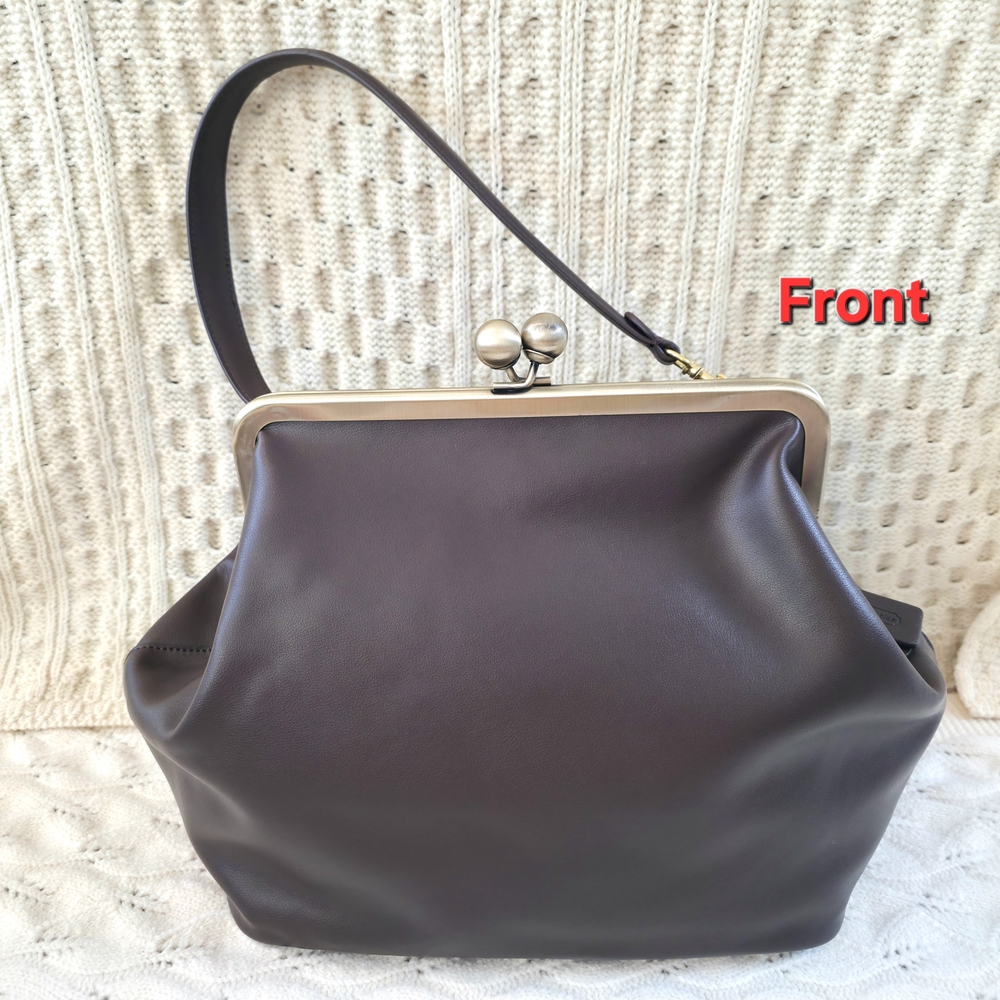 Large Kisslock bag in Chocolate Brown-New without tag - Picture 5 of 15